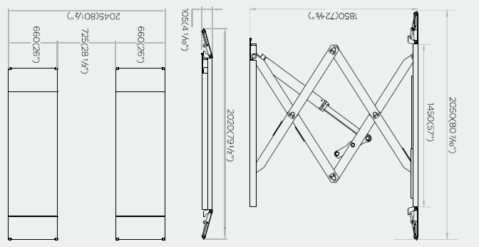 Scissor Lift (3.0 Tonne) - Surface Mounted (sketch)